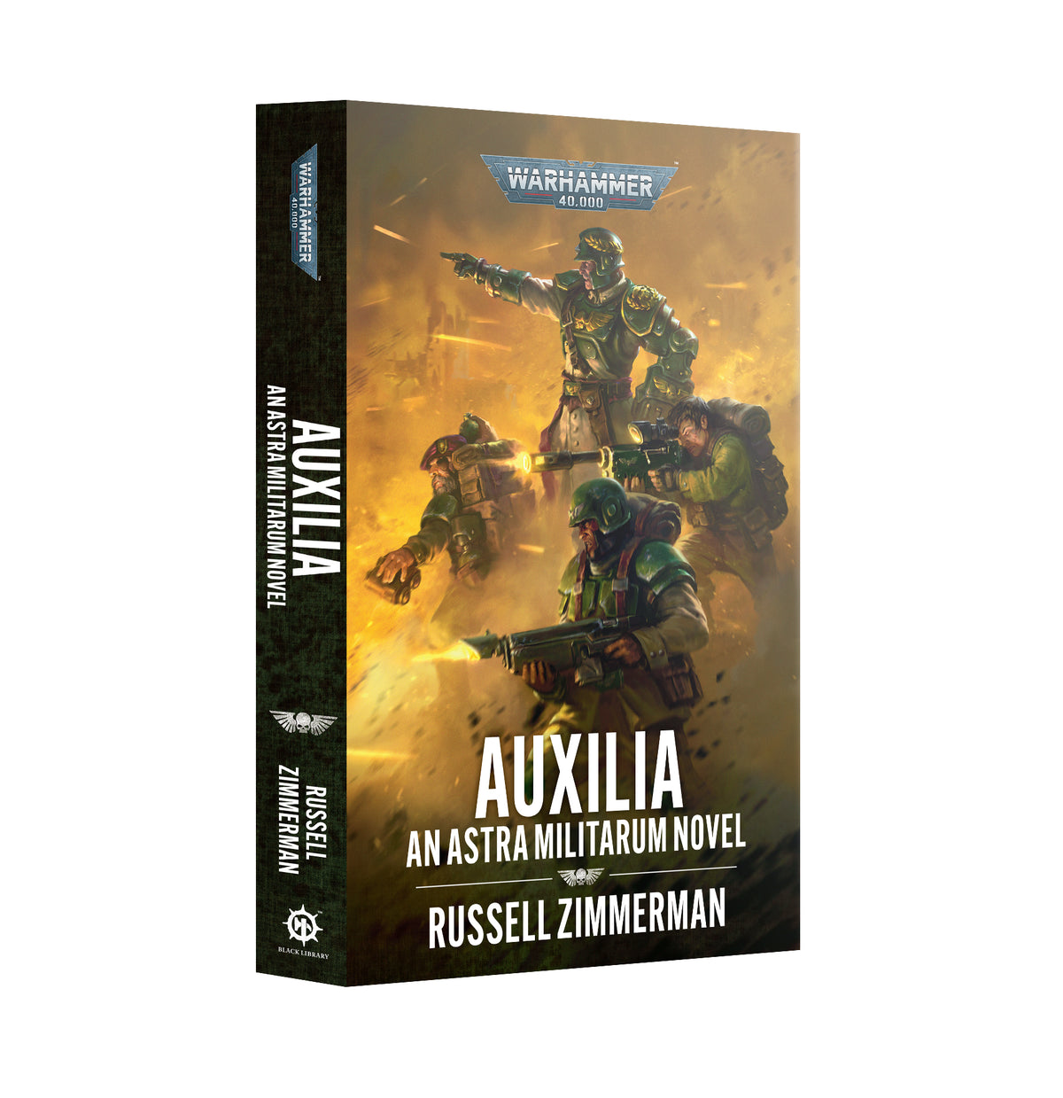 Paperback book titled Astra Militarum: Auxilia from Black Library, featuring cover art related to Games Workshop's Warhammer universe.