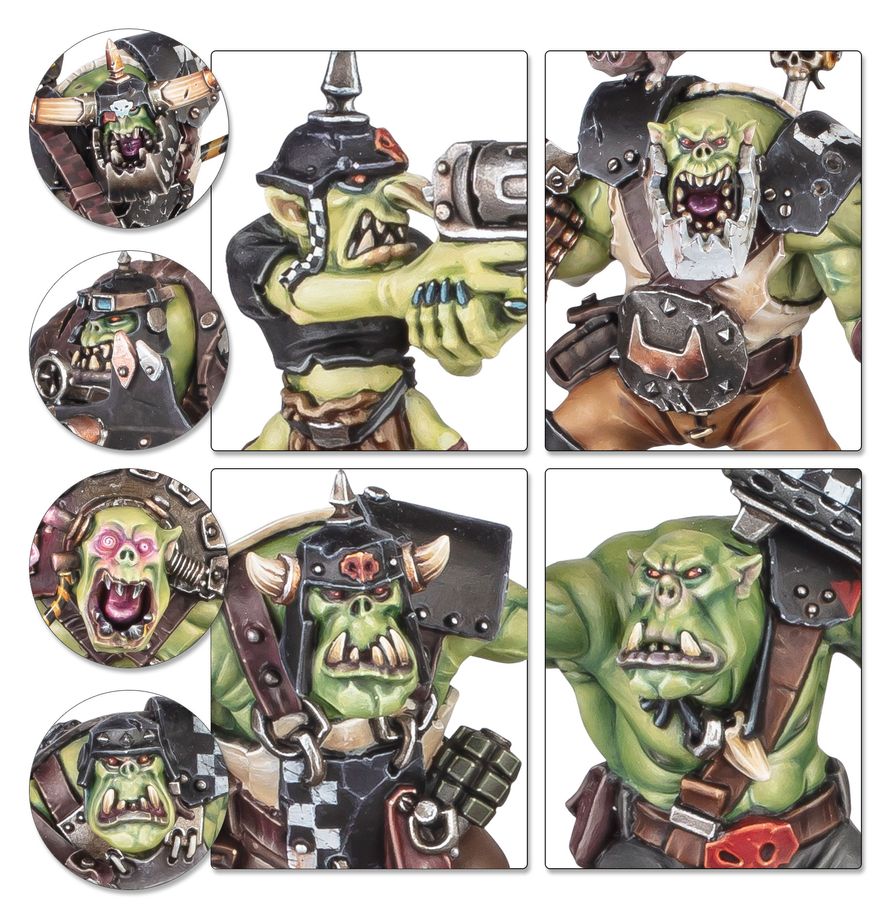 Warhammer 40,000: Getting Started with Orks starter set by Games Workshop, featuring assembled Ork miniatures and rulebook.