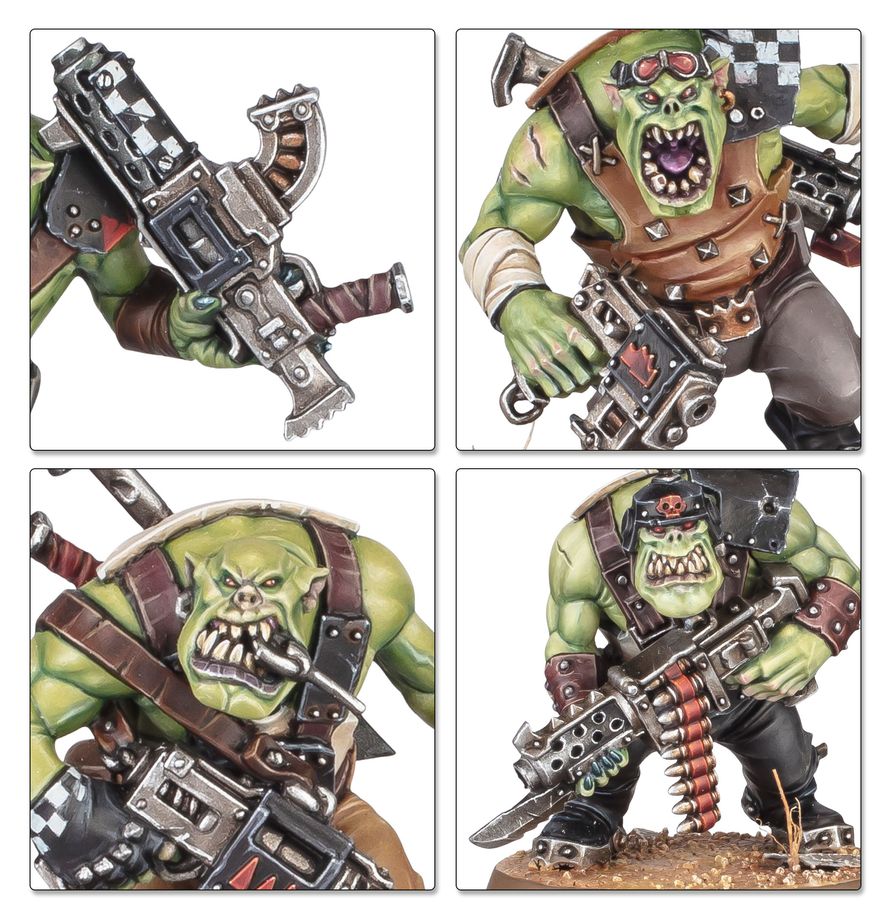 Warhammer 40,000 Orks starter set by Games Workshop, featuring miniatures and rulebooks for beginners.