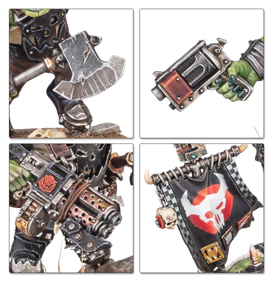 Warhammer 40,000 Orks starter set by Games Workshop, featuring miniatures, rulebook, and gaming accessories for new players.