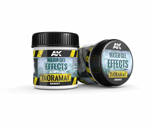 Creative Models AK Interactive Water Gel Effects 100ml in a clear container showing the gel's transparent, glossy texture for modeling effects.