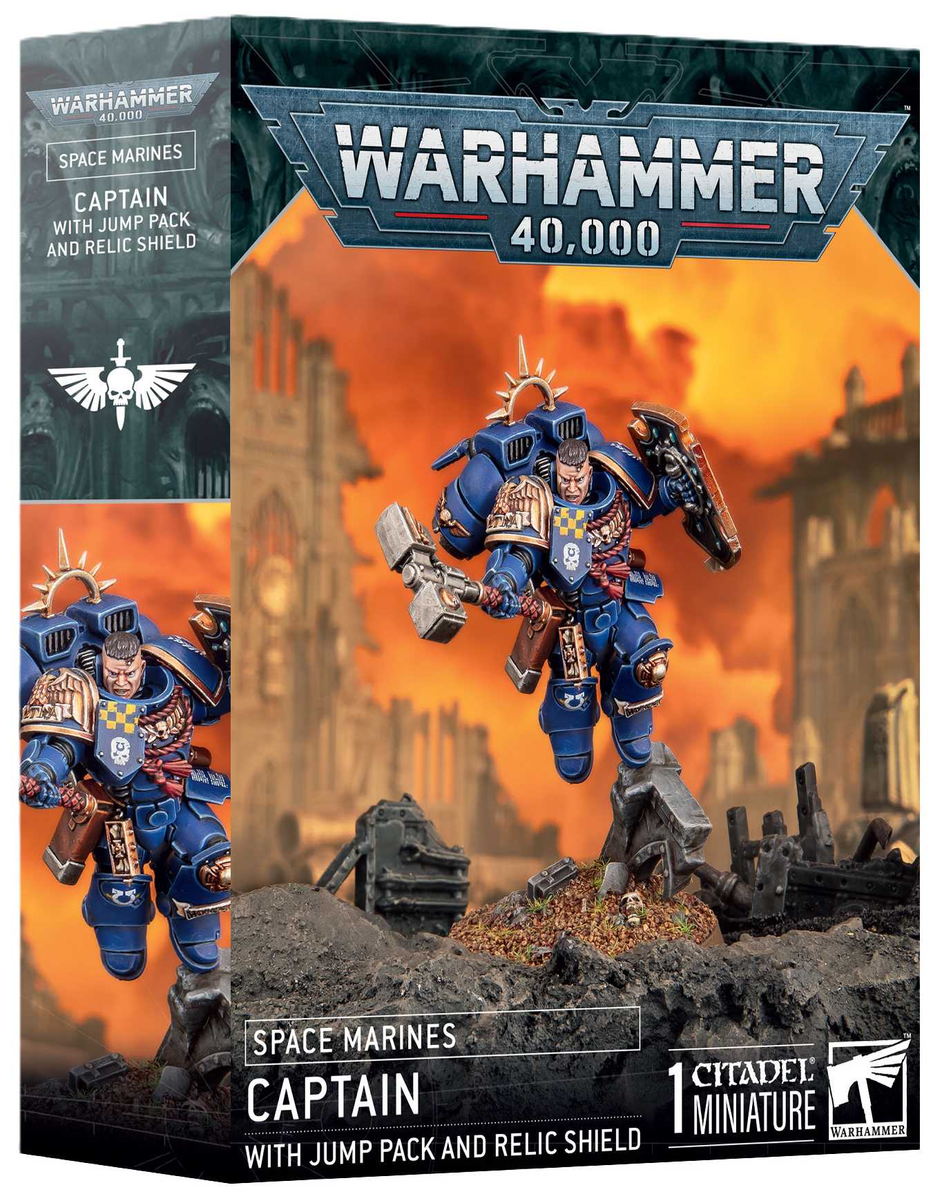 SPACE MARINE: CAPTAIN WITH JUMP PACK & RELIC SHIELD - Mighty Melee Games
