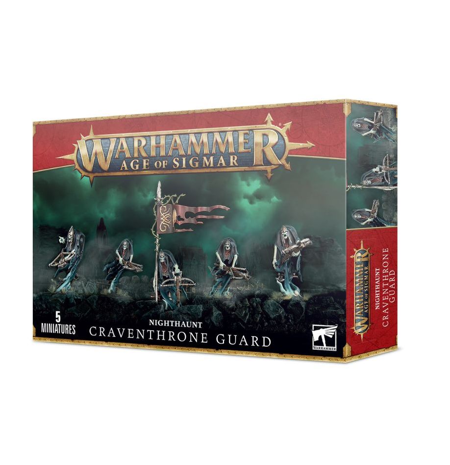 Nighthaunt Craventhrone Guard miniature from Games Workshop, detailed ghostly warrior with ethereal armor and haunting appearance.