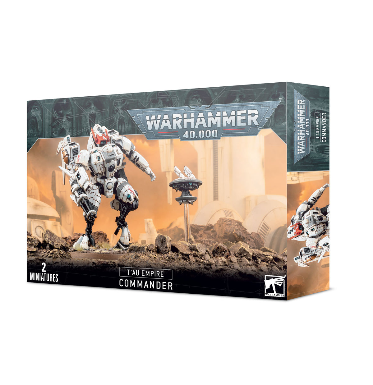 T'au Empire Commander miniature from Games Workshop, featuring detailed Coldstar/Enforcer design for tabletop gaming.