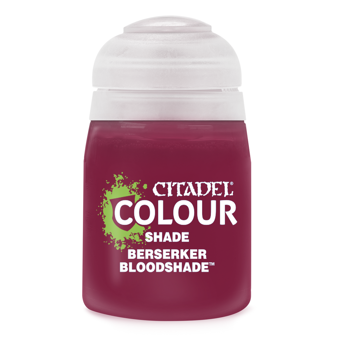 Games Workshop Berserker Bloodshade paint bottle, 18ml, with dark red ink for miniature shading and detailing.