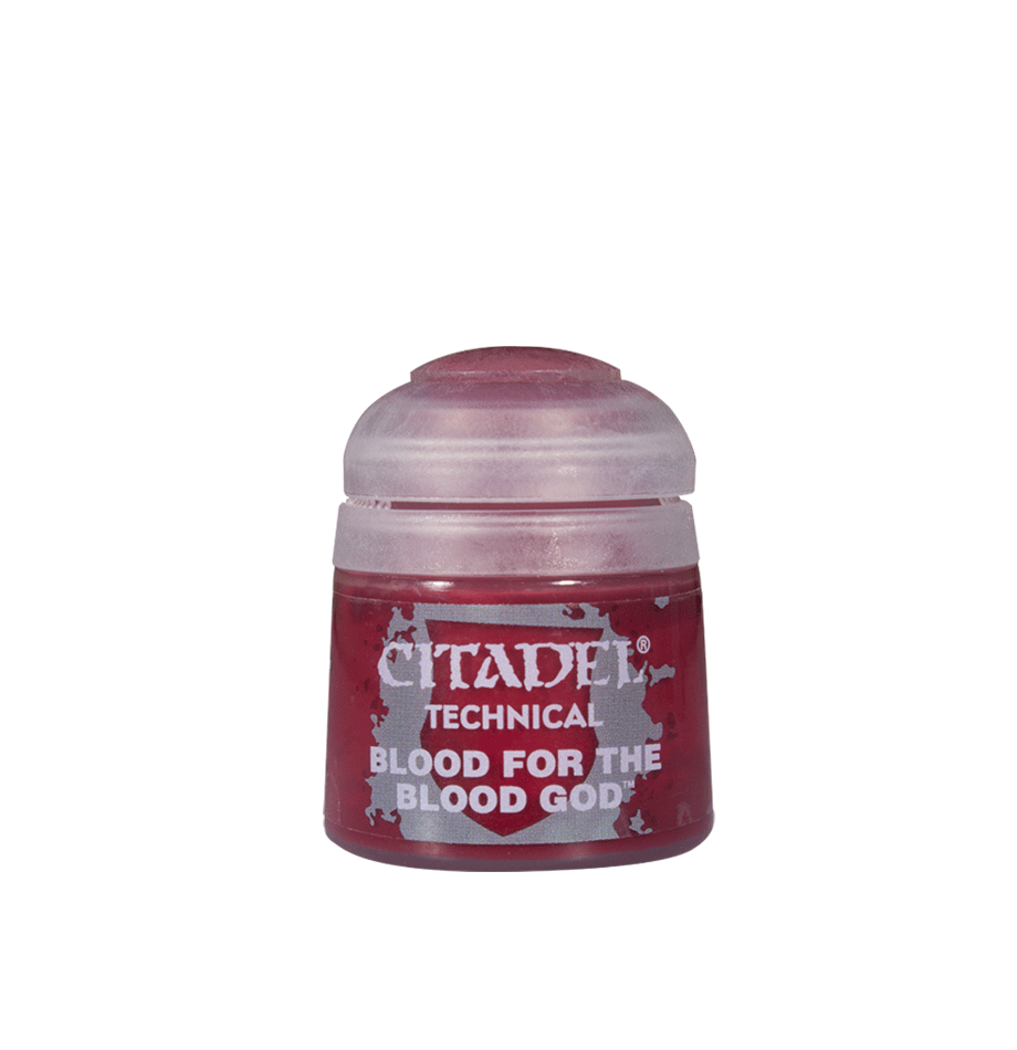 Games Workshop Blood for the Blood God 12ml paint bottle, vibrant red color for miniature painting and detailing.