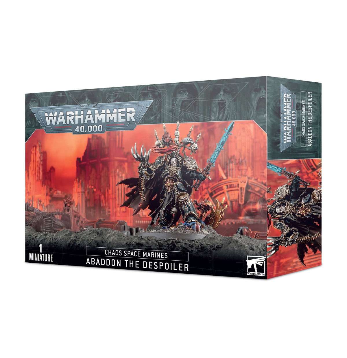 Miniature of Abaddon the Despoiler Chaos Space Marine from Games Workshop's Chaos Space Marines miniatures set.