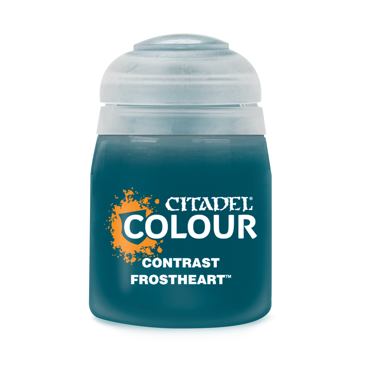 Games Workshop Frostheart Contrast Paint bottle, 18ml, for miniature painting and detailing.