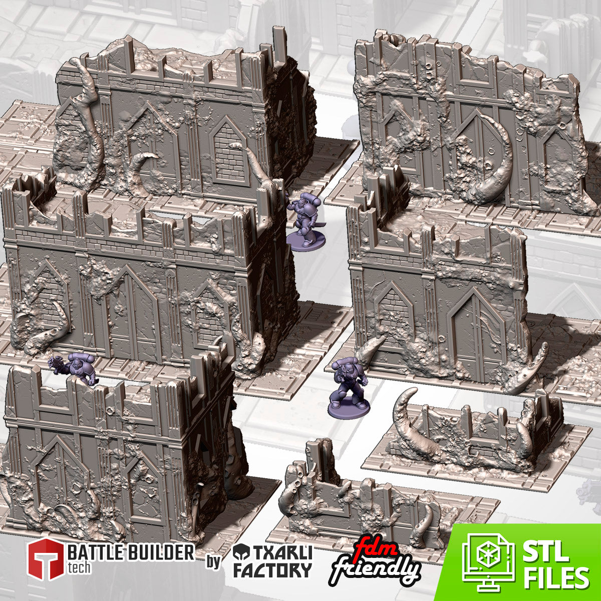 Txarli Infected Ruins Terrain GW - 3D Printed - Mighty Melee Games