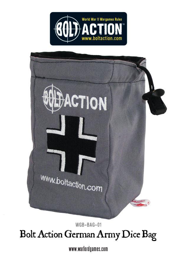 German Army-themed dice bag by Warlord Games featuring bolt action style design with military insignia and rugged fabric.