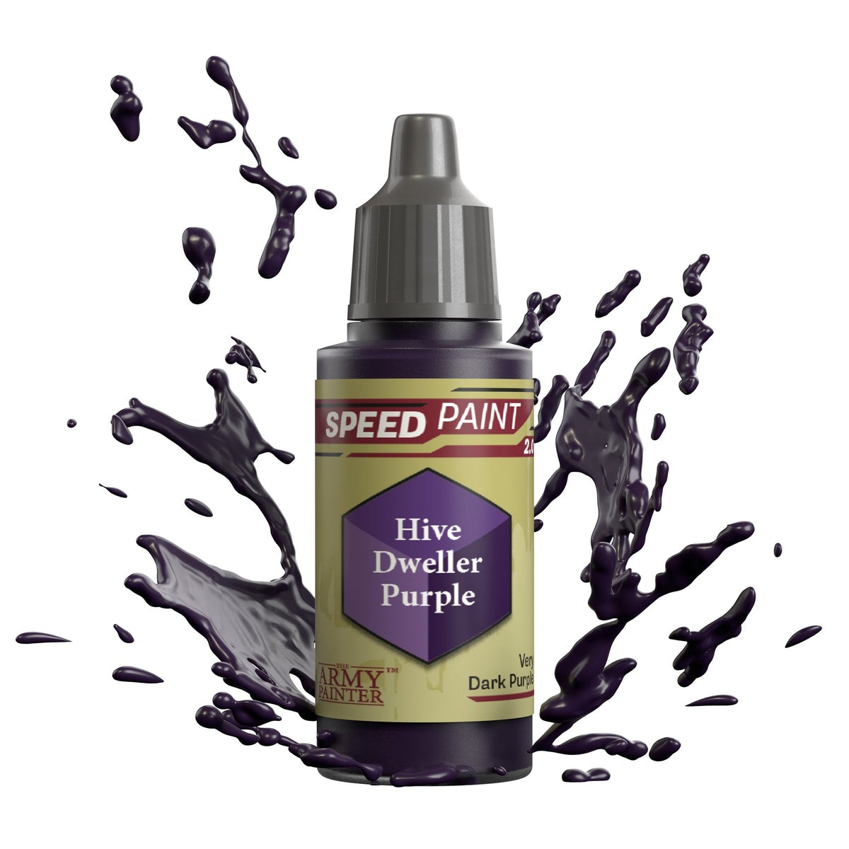 Purple paint bottle from The Army Painter Speedpaint Hive Dweller collection, designed for miniature painting and detailing.