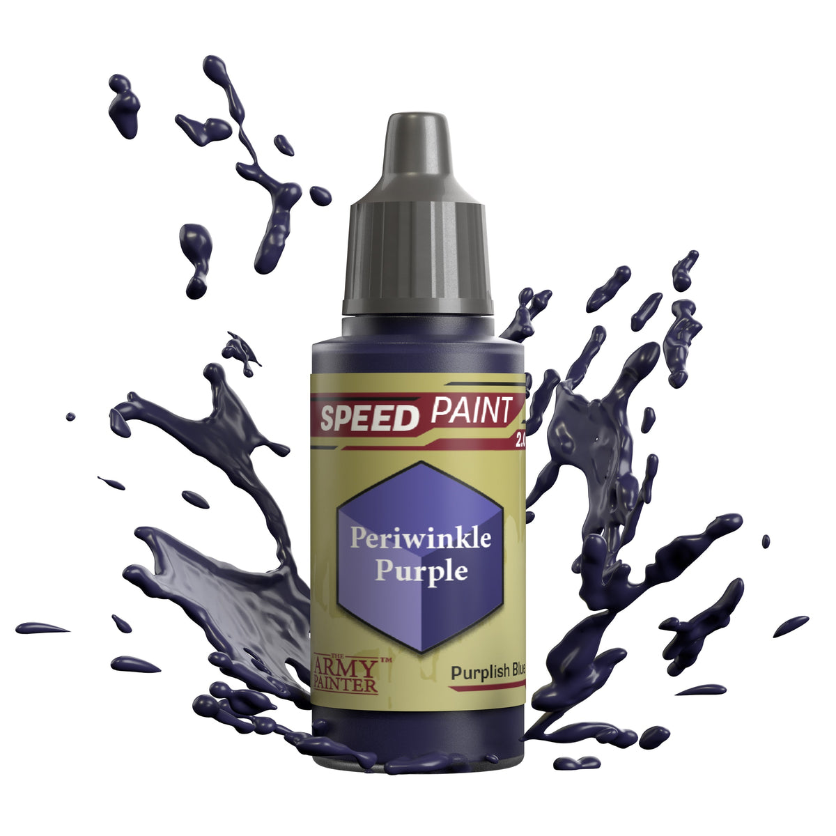 Bottle of The Army Painter Speedpaint in Periwinkle Purple, a vibrant purple paint for miniatures and models.