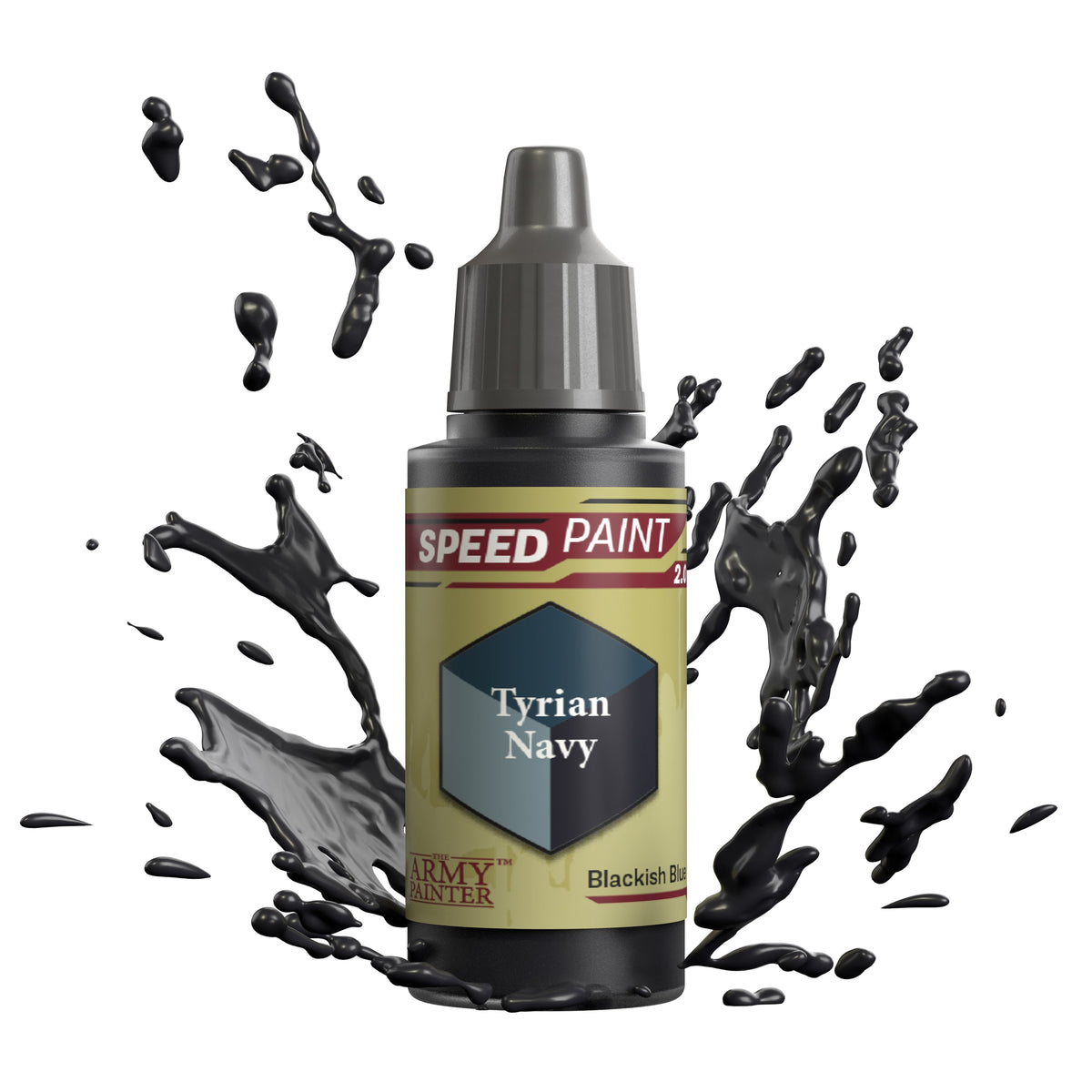Bottle of The Army Painter Speedpaint Tyrian Navy acrylic paint for miniature painting and model detailing.