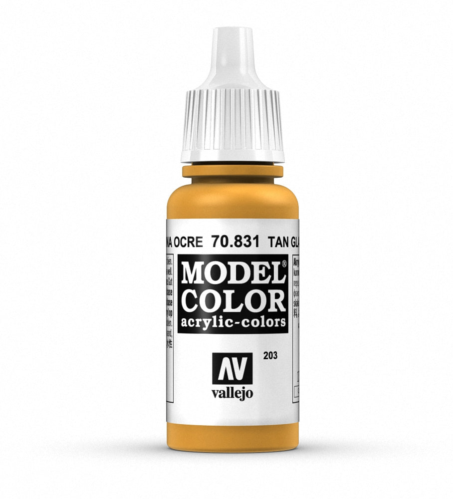 Vallejo Model Color 17ml Tan Glaze paint bottle with color label, used for miniature and model painting.