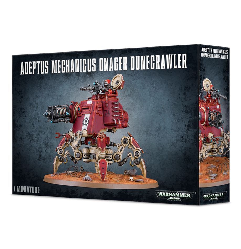 Adeptus Mechanicus Onager Dunecrawler miniature by Games Workshop, detailed model with mechanical and armored components.