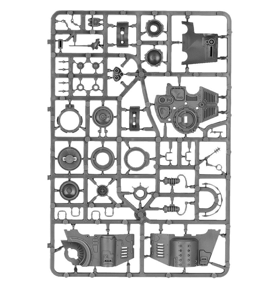 Adeptus Mechanicus Onager Dunecrawler miniature from Games Workshop, detailed sci-fi vehicle with mechanical arms and armored treads.