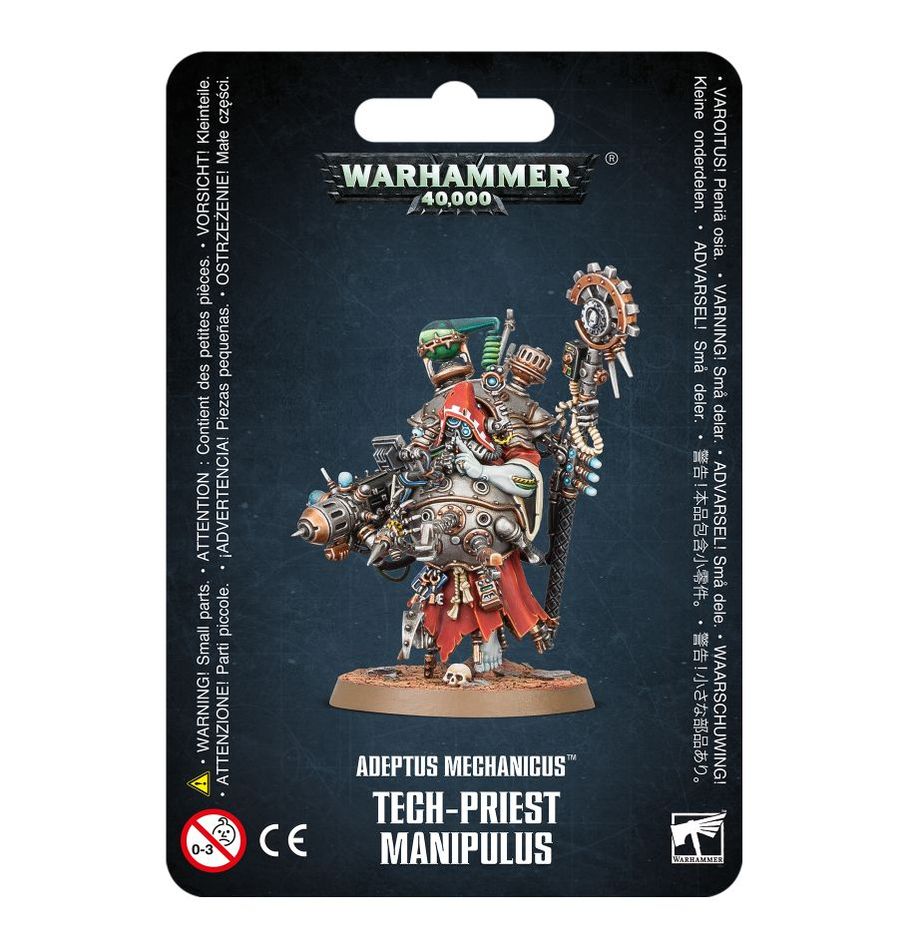 Adeptus Mechanicus Tech-Priest Manipulus miniature from Games Workshop, featuring detailed robotic armor and tech accessories.