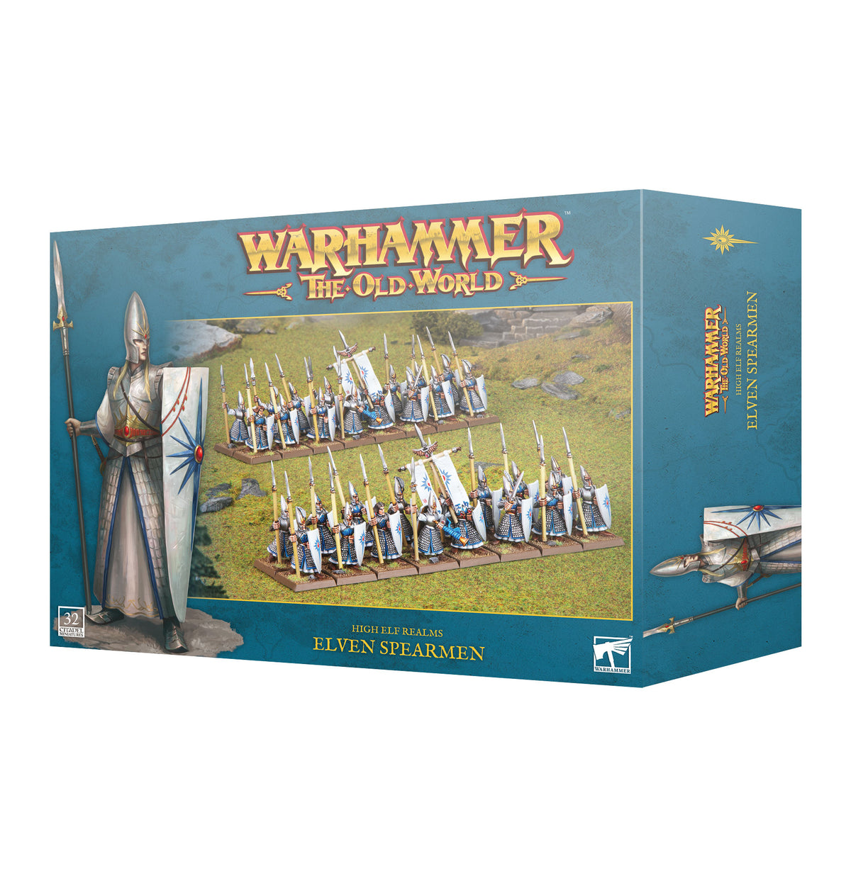High Elf Realms Elven Spearmen miniature by Games Workshop, detailed fantasy figures for tabletop gaming.
