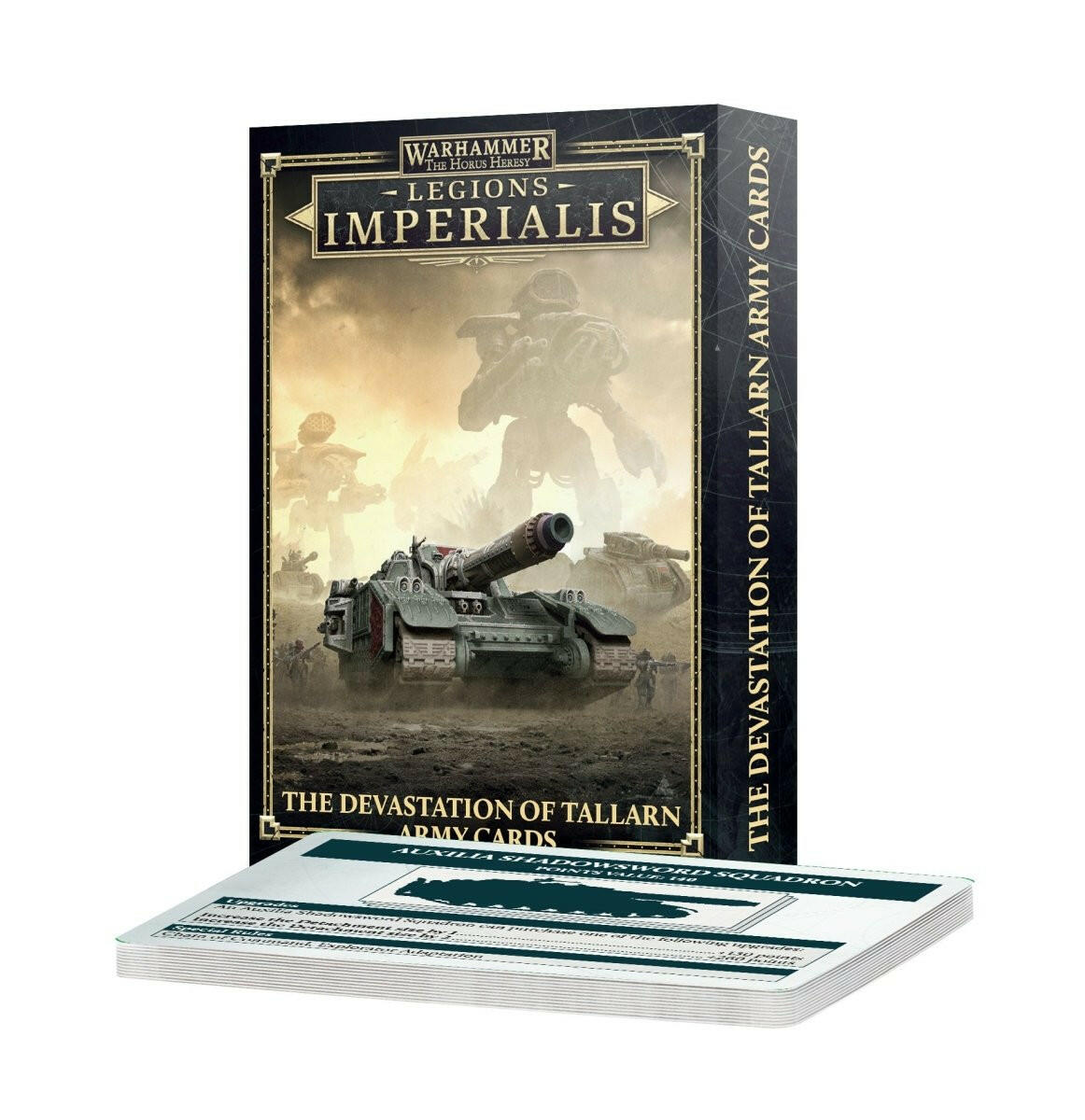 Legions Imperialis Devastation of Tallarn Army Cards pack with cards beneath.
