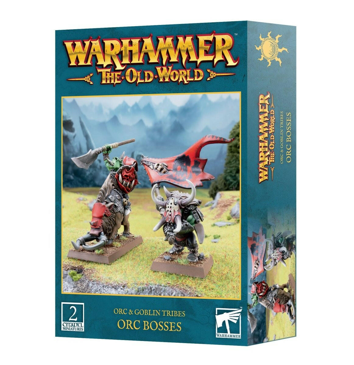 Orc and Goblin Tribes Orc Bosses box front for Warhammer: The Old World.