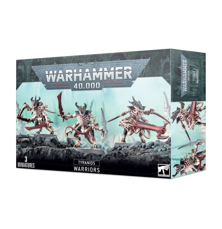 Tyranids Warriors miniature from Games Workshop, detailed alien insectoid figure with multiple limbs and armored carapace.
