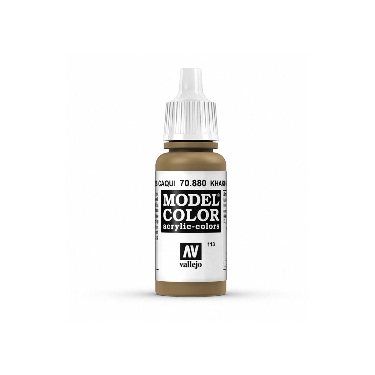 Vallejo Model Color 17ml bottle of Khaki Grey acrylic paint for model painting and miniature detailing.