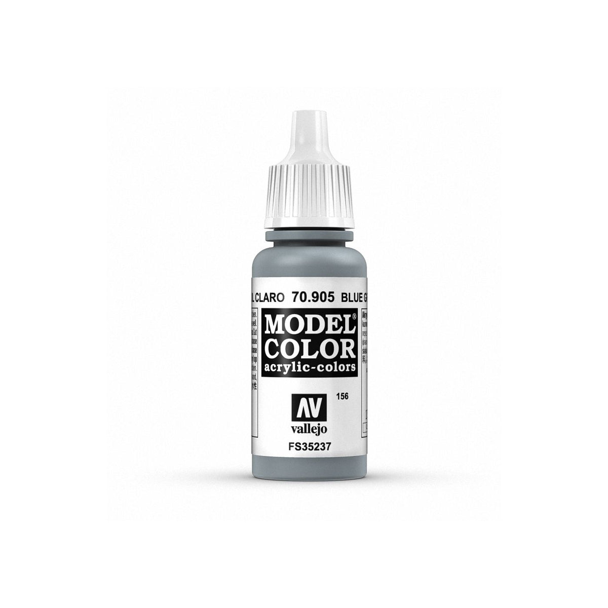 Vallejo Model Color blue grey pale paint bottle, 17ml, with label and cap visible.