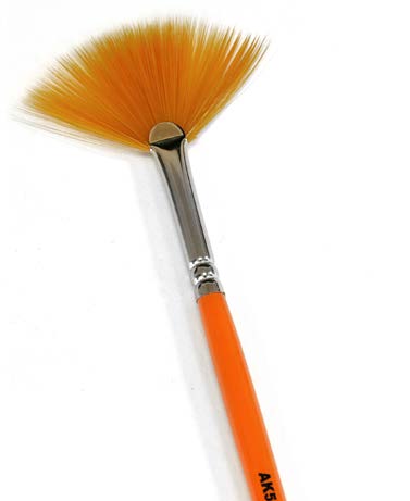 AK Interactive weathering brush in fan shape, ideal for detailing model surfaces with weathering effects.