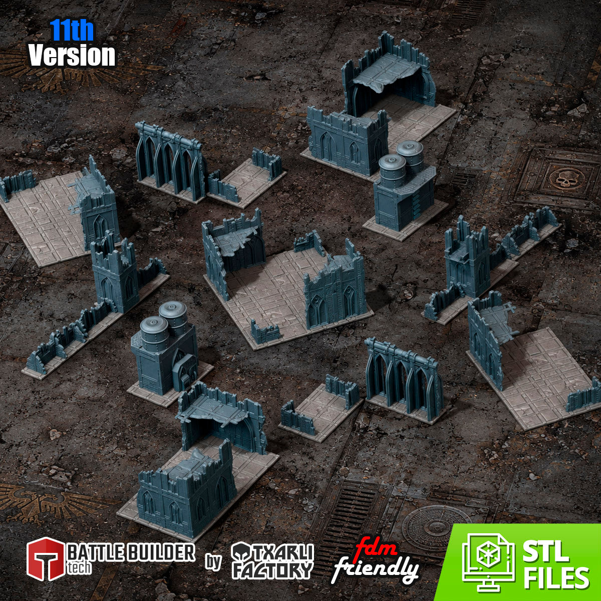 Txarli Classic Ruins Terrain Set - 3D Printed