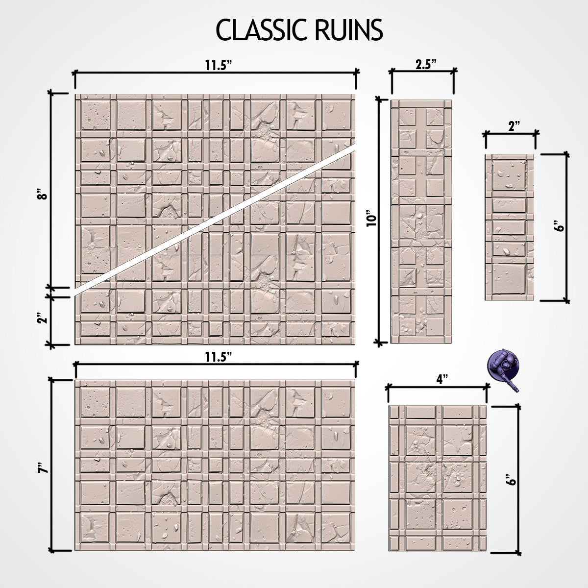 Txarli Classic Ruins Terrain Set - 3D Printed