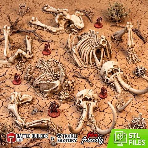 Txarli Dead Giant Mammoths Terrain Set - FDM 3D Printed