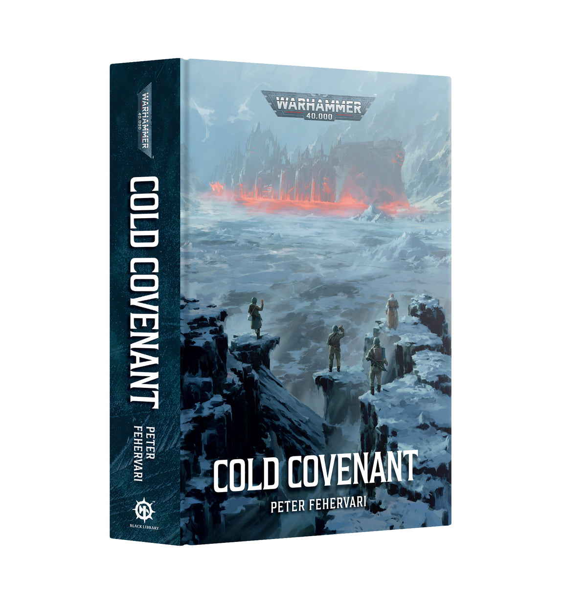 Hardback copy of Cold Covenant book by Black Library, published by Games Workshop, featuring dark fantasy cover art.