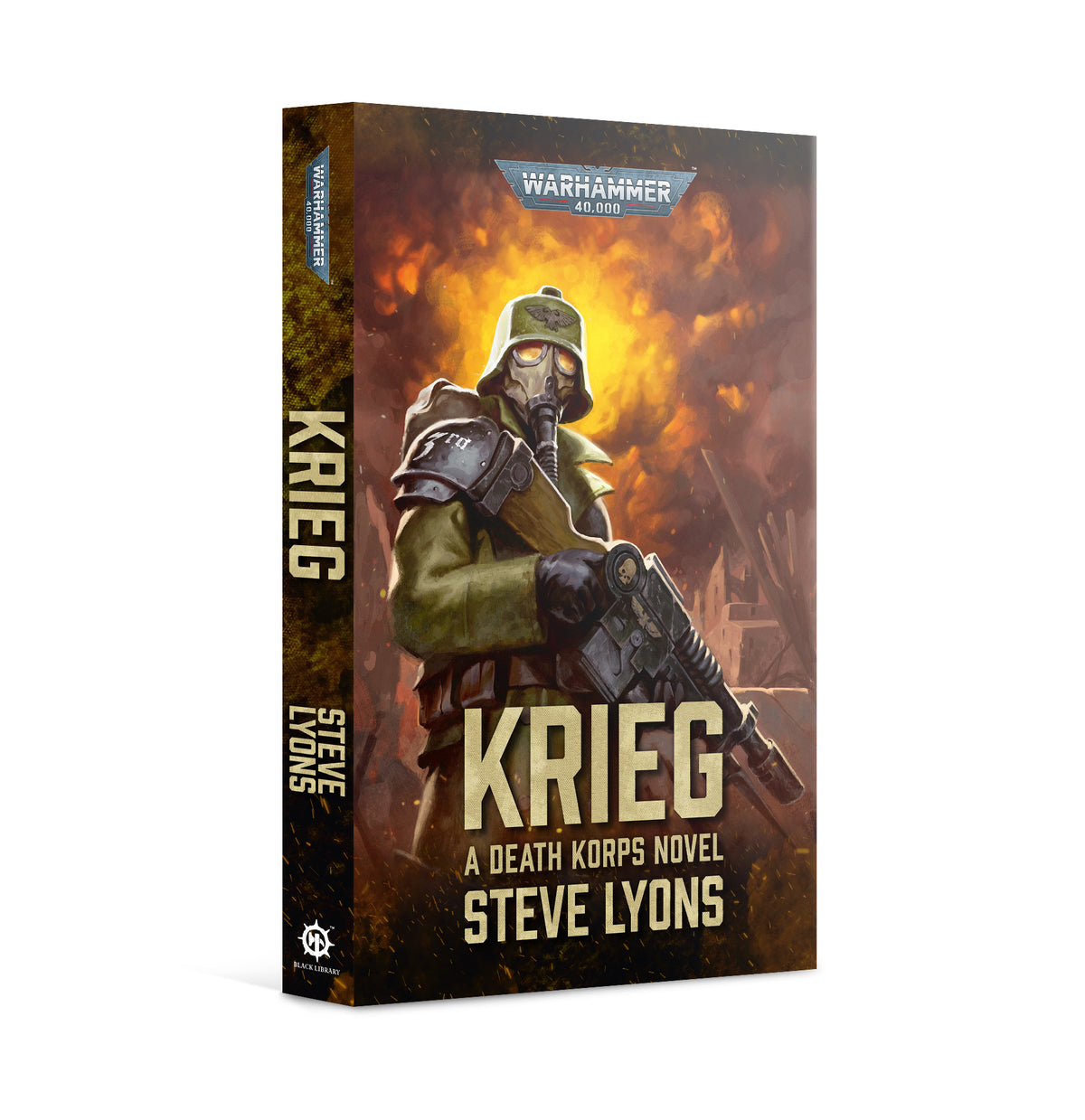 Paperback novel "Krieg" by Games Workshop, featuring cover art with dark, military-themed imagery.
