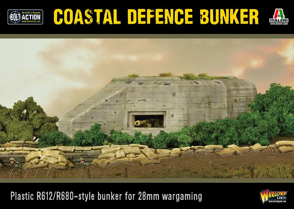 Warlord Games Coastal Defence Bunker terrain piece with detailed exterior and military-style design for tabletop wargaming.