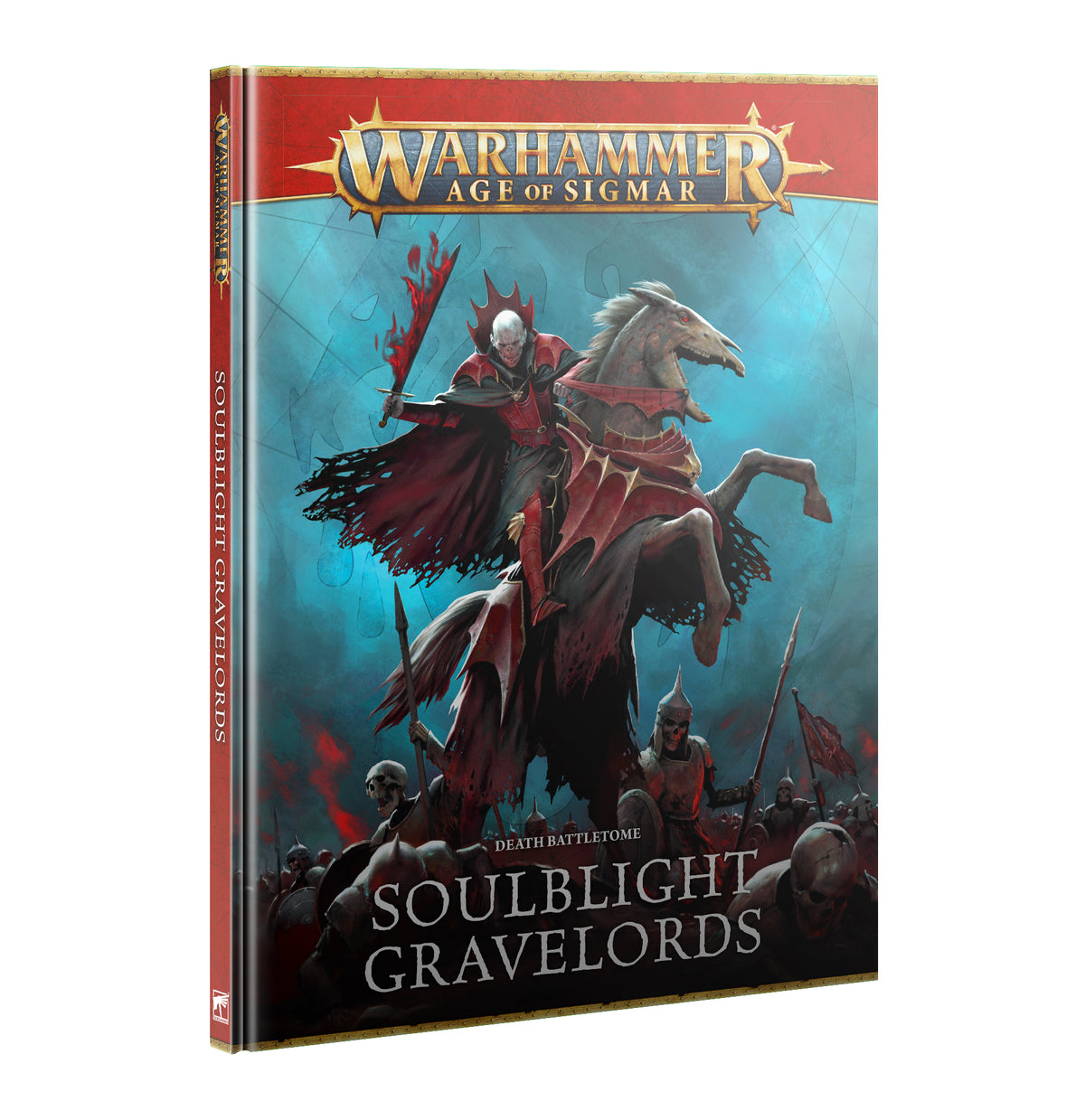 English hardback Battletome: Soulblight Gravelords for Age of Sigmar by Games Workshop, showing the cover and spine.