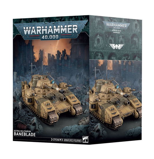 Astra Militarum Baneblade miniature model by Games Workshop, detailed plastic assembly for tabletop wargaming.