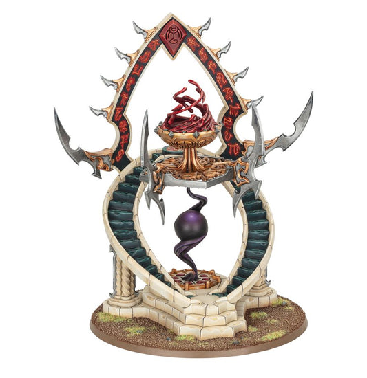 Daughters of Khaine Shrine of Dark Tribute terrain piece from Games Workshop, featuring dark gothic architecture and intricate details.
