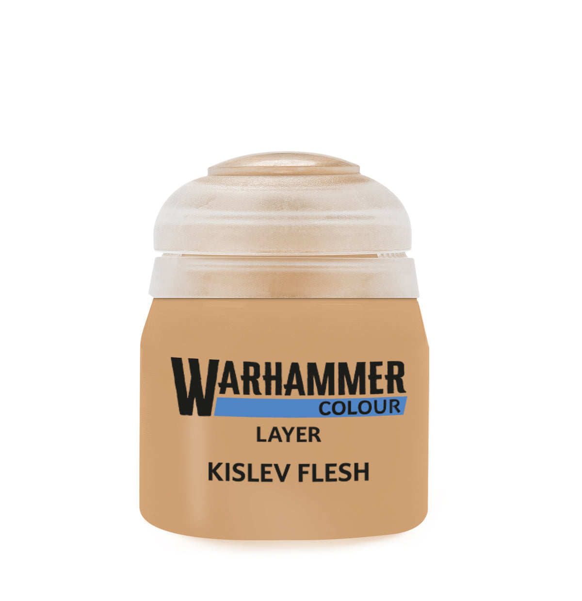 Games Workshop Kislev Flesh 12ml paint bottle, close-up of the acrylic paint used for miniature detailing.