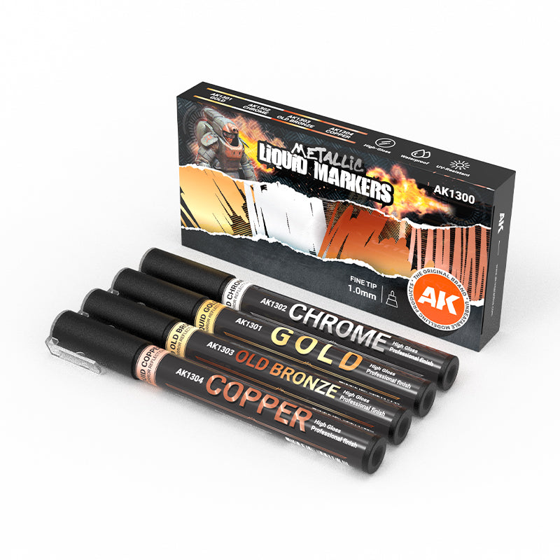 METALLIC LIQUID MARKERS - 4 MARKER SET - Mighty Melee Games