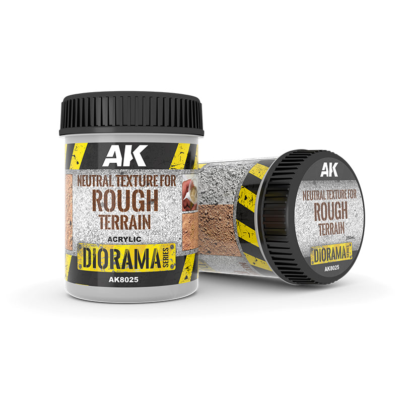 AK Interactive Neutral Texture Rough in 250ml container, showing textured, neutral-colored modeling paste for scale modeling and miniatures.