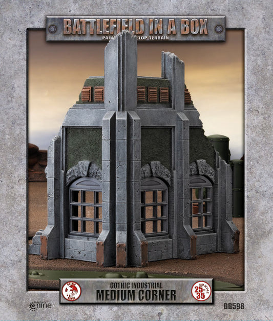 Gothic Battlefields: Medium Corner Ruin (x1)Full Painted Terrain - Mighty Melee Games