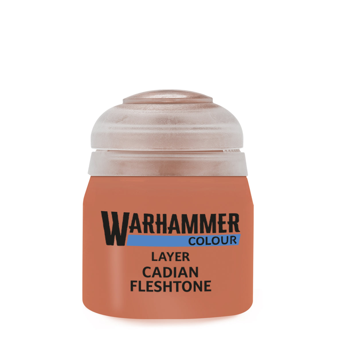 Games Workshop Cadian Fleshtone paint 12ml bottle, suitable for miniature painting and detailed color application.