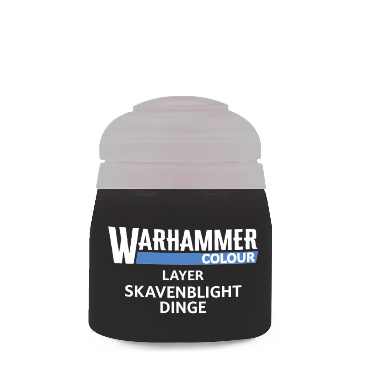 Games Workshop Skavenblight Dinge paint bottle, 12ml, used for Warhammer miniatures, with label and cap visible.