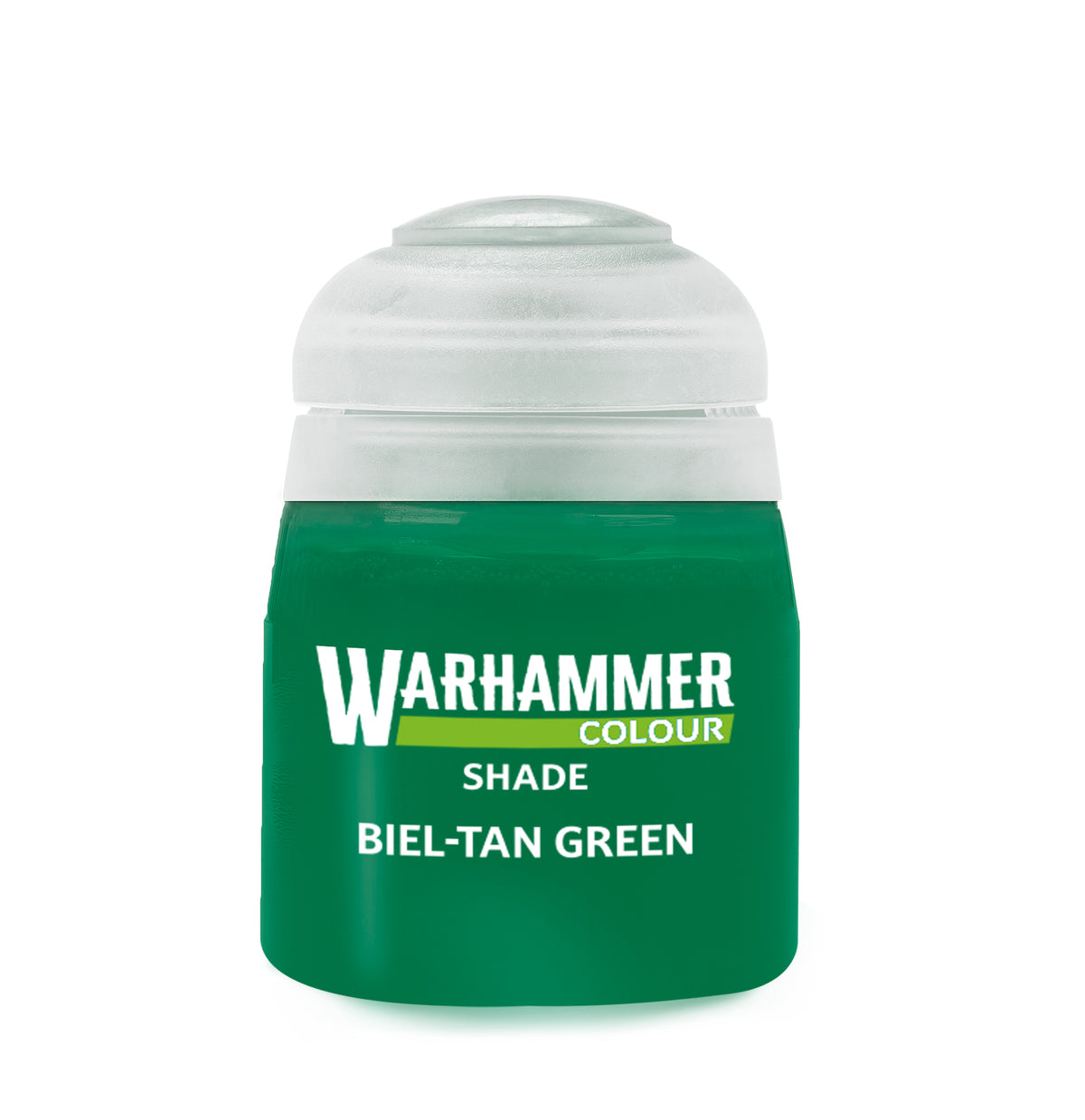 Games Workshop Biel-Tan Green paint bottle, 18ml, vibrant green shade for miniature and model detailing.