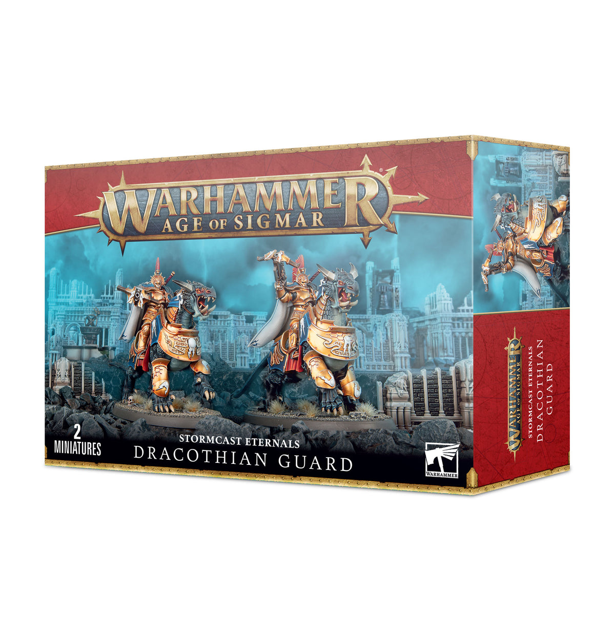 Stormcast Eternals Dracothian Guard miniature from Games Workshop, detailed fantasy figure with armor and weaponry.