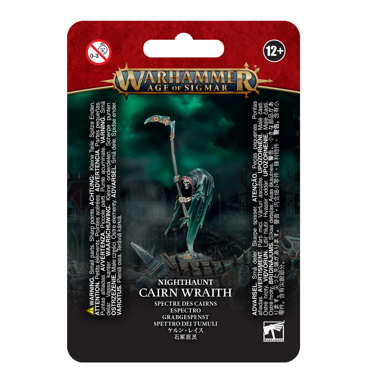 Miniature of a Cairn Wraith Nighthaunt figure from Games Workshop, detailed ghostly undead model for tabletop gaming.