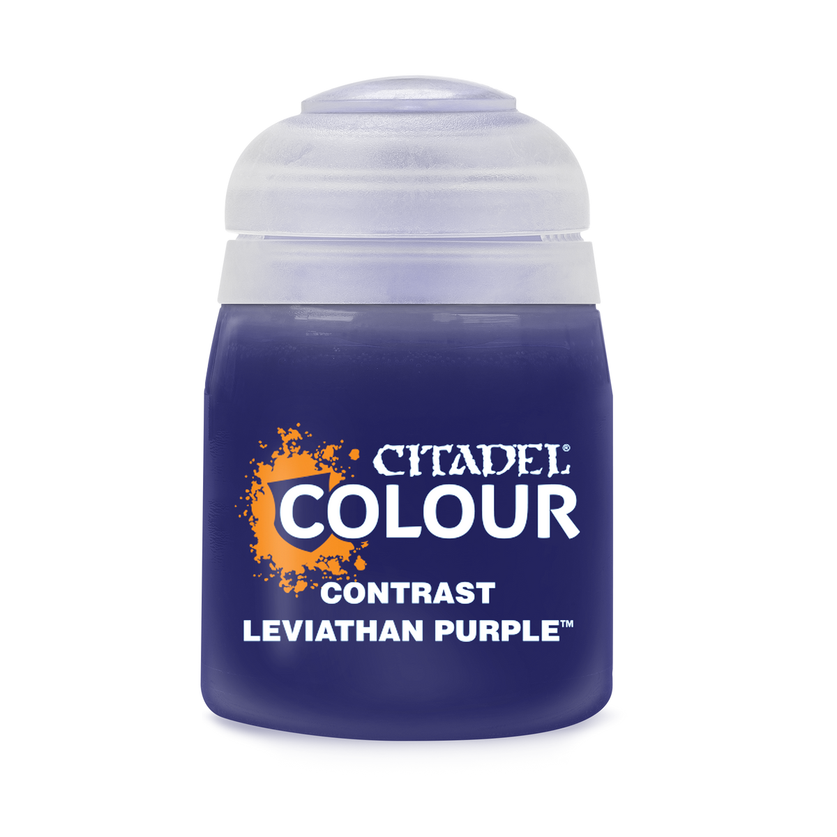 Leviathan Purple Contrast Paint bottle by Games Workshop, 18ml, used for miniature painting and model detailing.