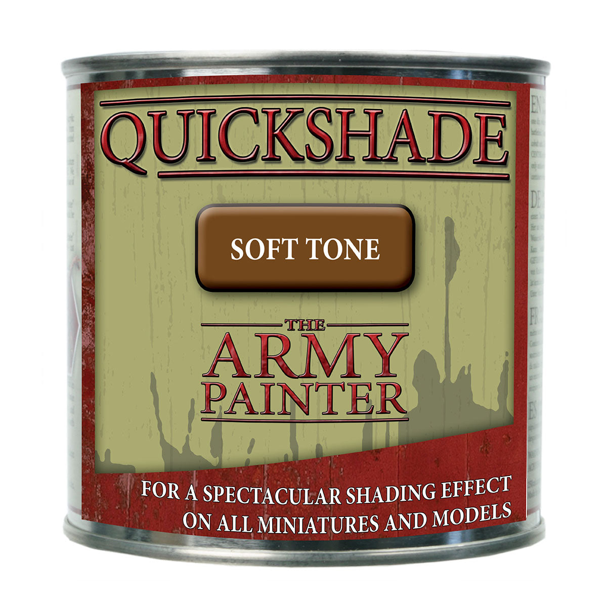 The Army Painter Quickshade Soft Tone bottle with applicator brush for tabletop miniature shading and detailing.