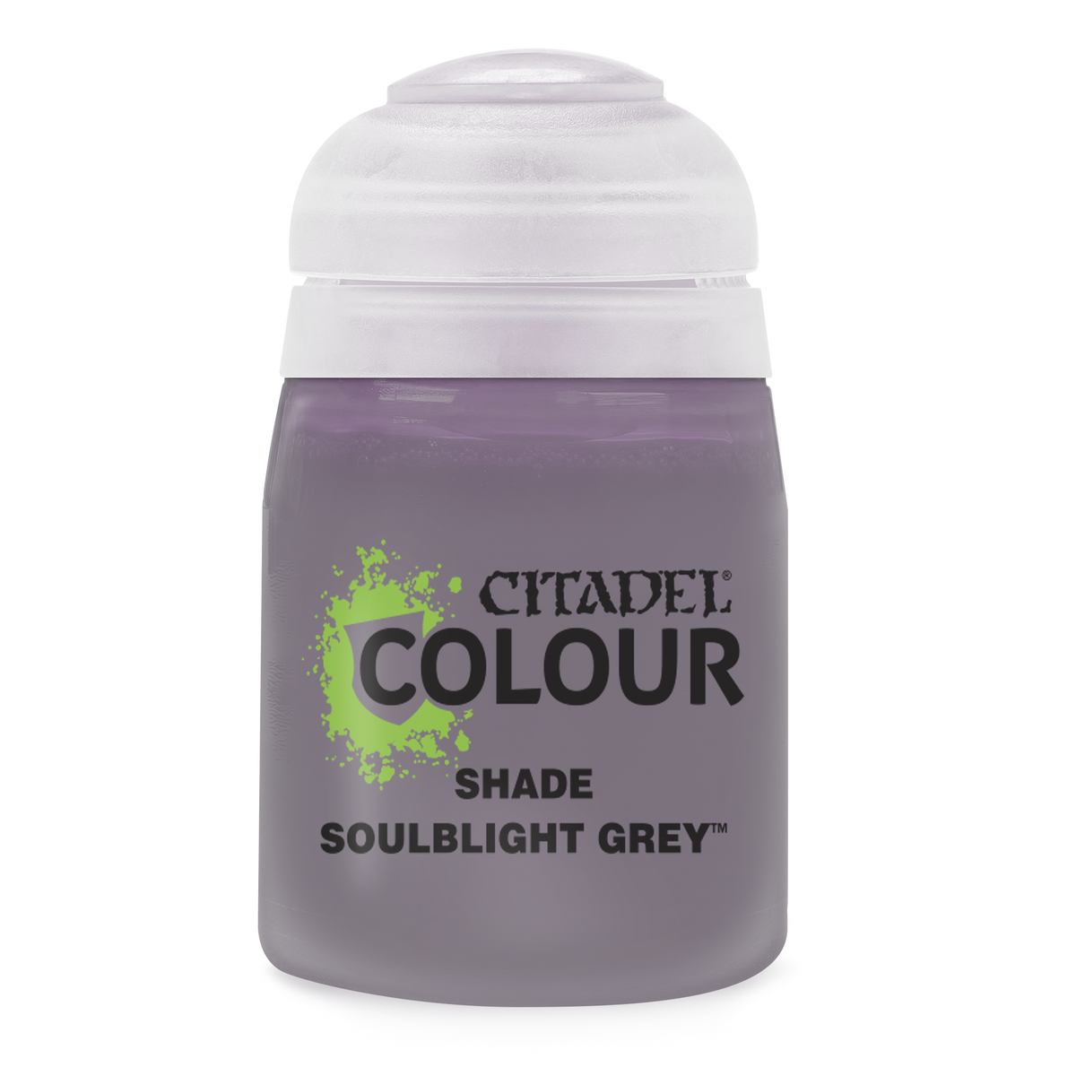 Games Workshop Soulblight Grey paint in an 18ml bottle, ideal for miniature painting and detailing.