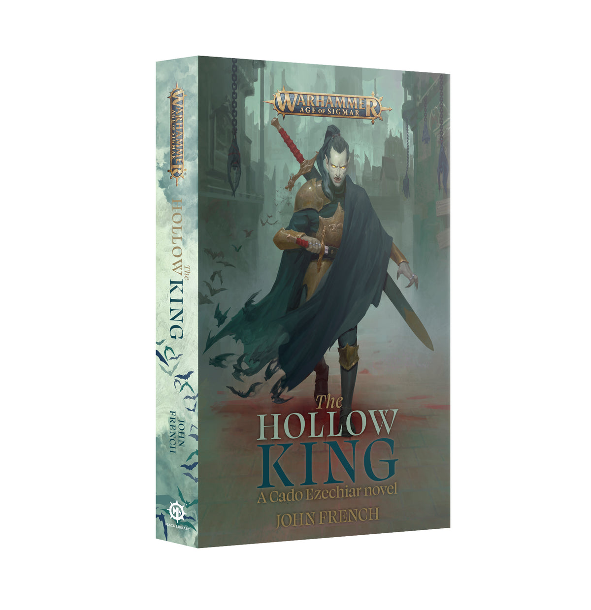 Paperback novel "The Hollow King" by Games Workshop, featuring cover art with dark fantasy imagery.